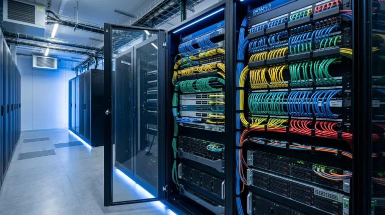 Švýcarská strukturovaná kabeláž LAN v serverovém racku