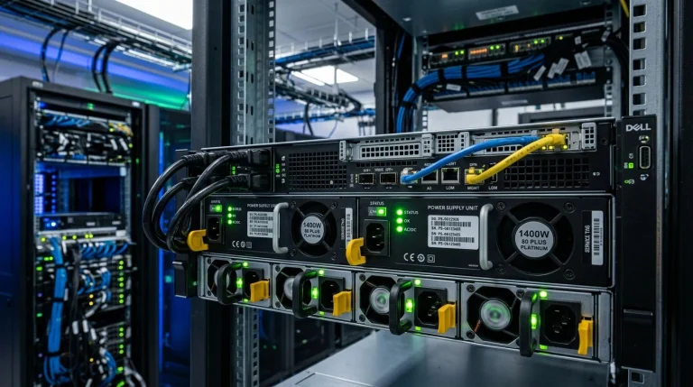 Redundantní napájecí a síťové moduly v enterprise serveru